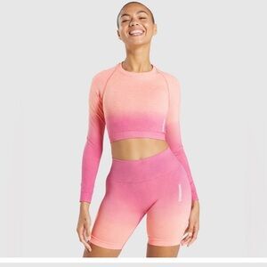 NWOT💖Gymshark Women’s ADAPT OMBRE SEAMLESS LONG SLEEVE CROP TOP Size M
